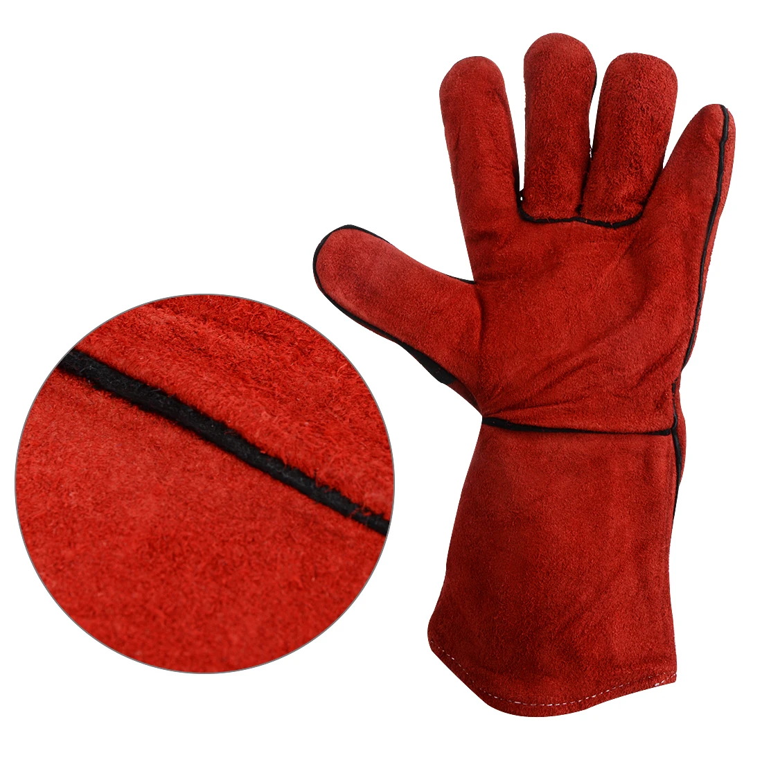 1 Pairs Safety Two layer Cowhide Welding Heat Insulation Gloves Anti