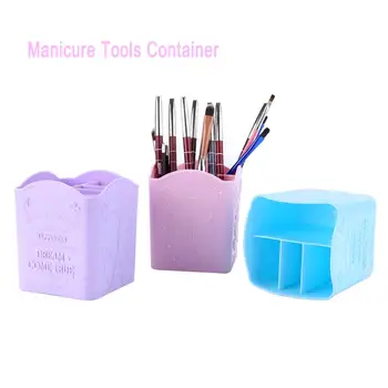 

Nail Art Brush Pen Storage Holder Box Cosmetic Makeup Brush Pot 4-Compartments Nail Art Organizer Manicure Tools Container