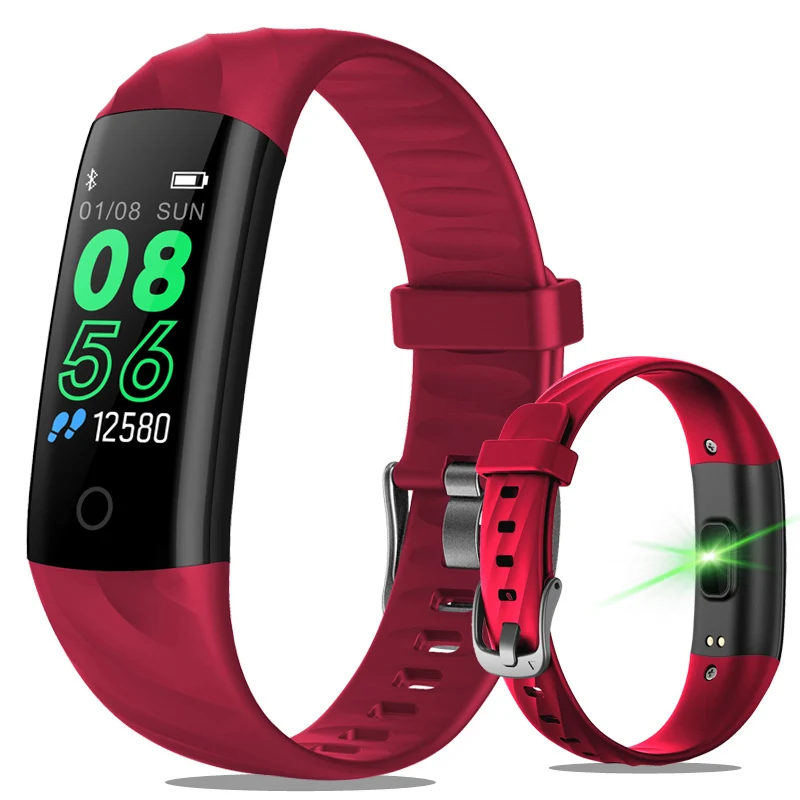 Умный браслет, часы, шагомер, пульсометр, кислород крови, фитнес-трекер, спортивные часы для плавания, водонепроницаемый смарт-браслет - Цвет: red