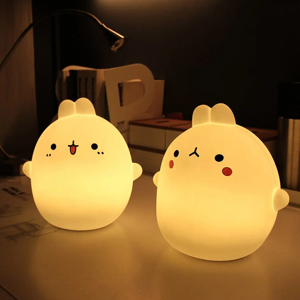 Портативный В 5 в красочный маленький кролик лампа 0,8 светодио дный Вт USB светодиодный ночник сенсорный датчик ночные лампы для