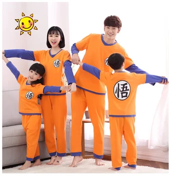 

Family Pajamas Long Sleeved Dragon Ball Cotton Cute Cosplay Family Suit Mother Dad Kids Boy Girl Family Homewear Sleepwear