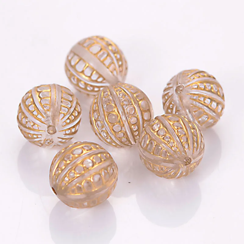 

Fluted Corrugated Vintage 12mm Round Shape Acrylic Antique Design Spacer Loose Beads For Diy Handmade Jewelry Making Accessories