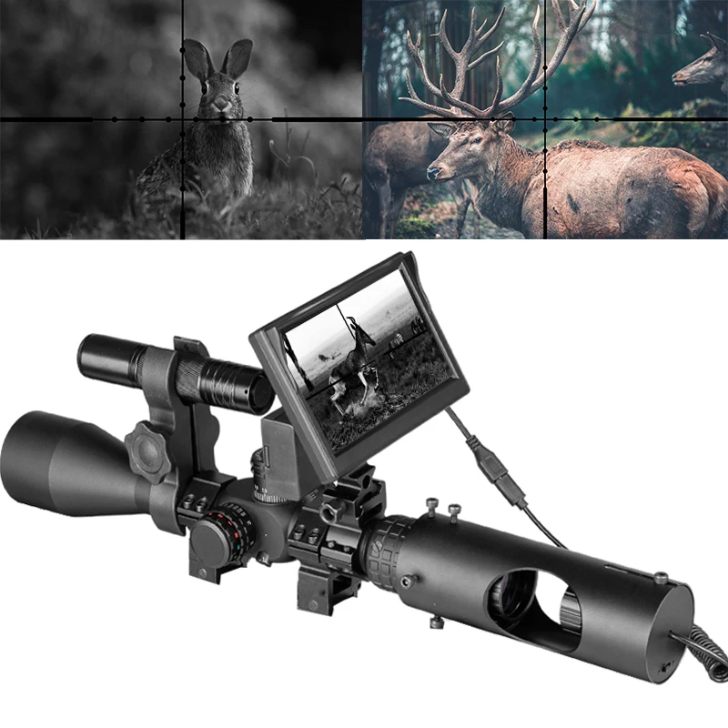 Night Vision scope Riflescope Hunting Scopes Optics Sight Tactical 850nm Infrared LED IR With 5 inch Monitor|Riflescopes| - AliExpress