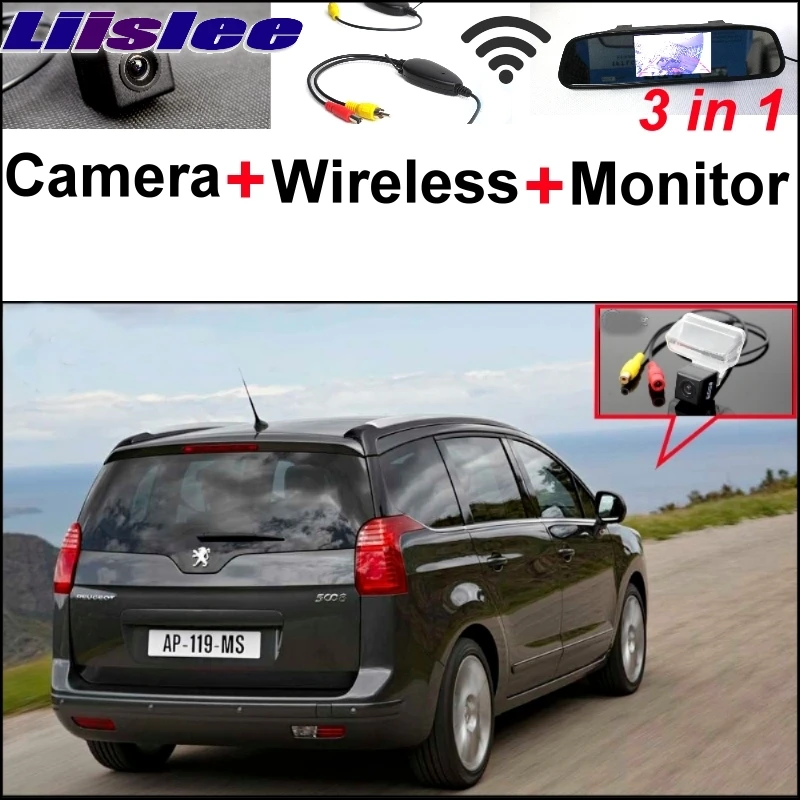 Liislee 3 in1 Special Camera + Wireless Receiver + Mirror Monitor EASY DIY Back Up Parking System For Peugeot 5008 (2)