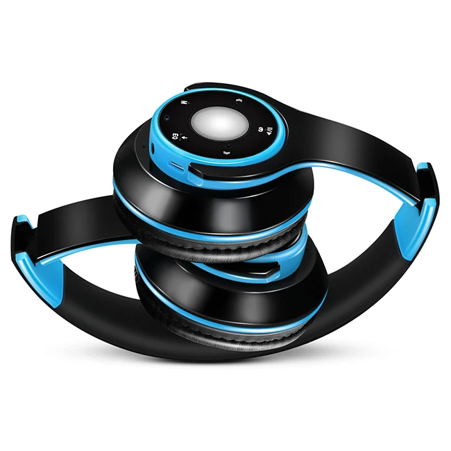 Лучшие яркие наушники беспроводные Bluetooth 5,0 гарнитуры Встроенный MP3-плеер складные спортивные наушники стерео звук для мобильного телефона - Цвет: Blue