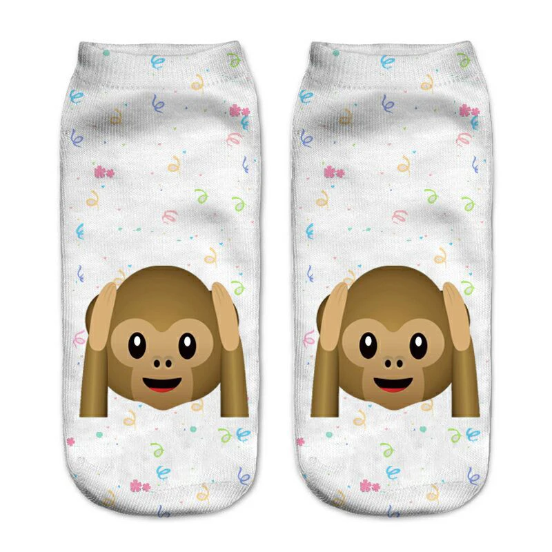 Buy Funny Emoji Monkey 3D Printed Sock Women Low Cut Ankle Socks Calcetines