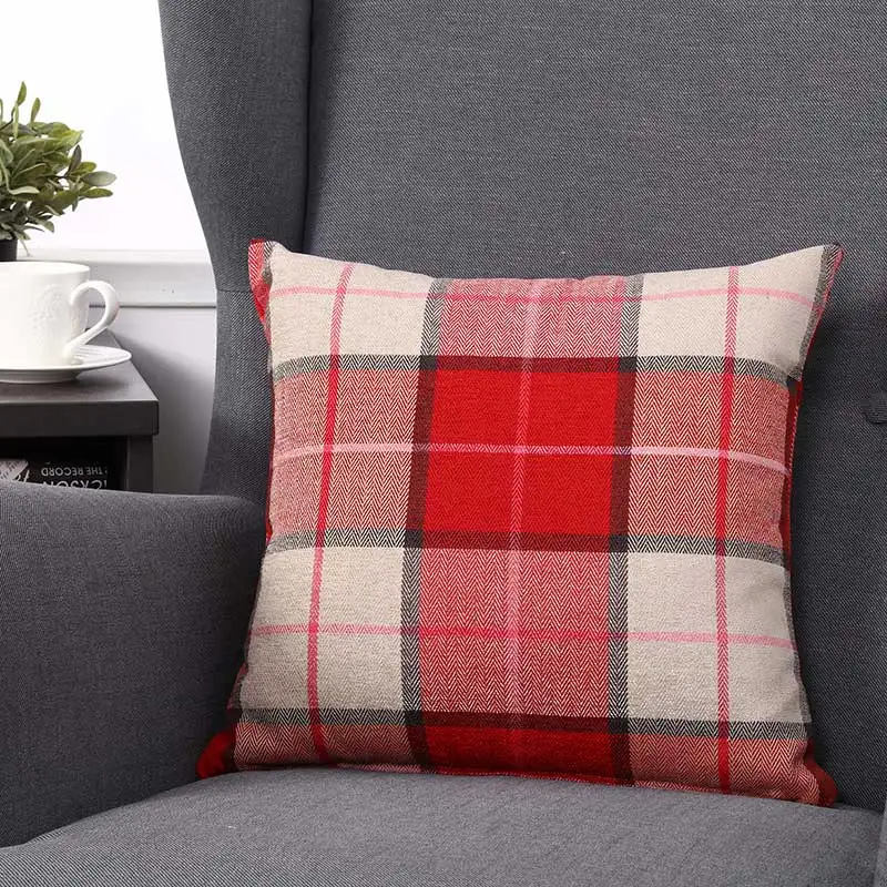

Yarn Dyed Checkers Plaid Square Pillow Case Protector Decorative Cushion Cover for Sofa Seat 17" X 17" (43 x 43cm)