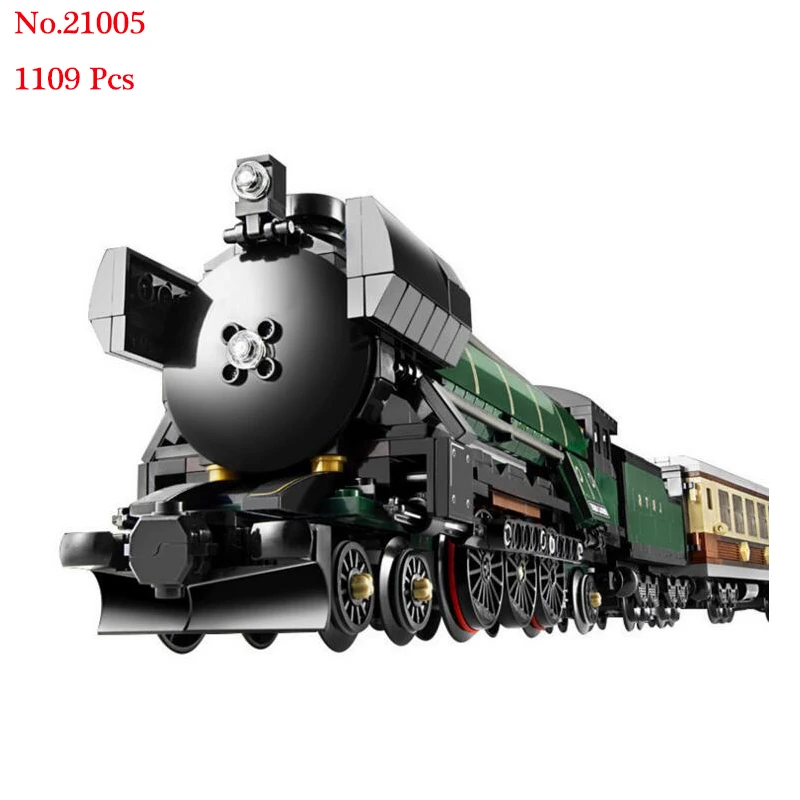 

New 21005 1109Pcs Technic Series Emerald Night Train Model Building Kits Block Bricks Children LegoINGlys 10194 Toy
