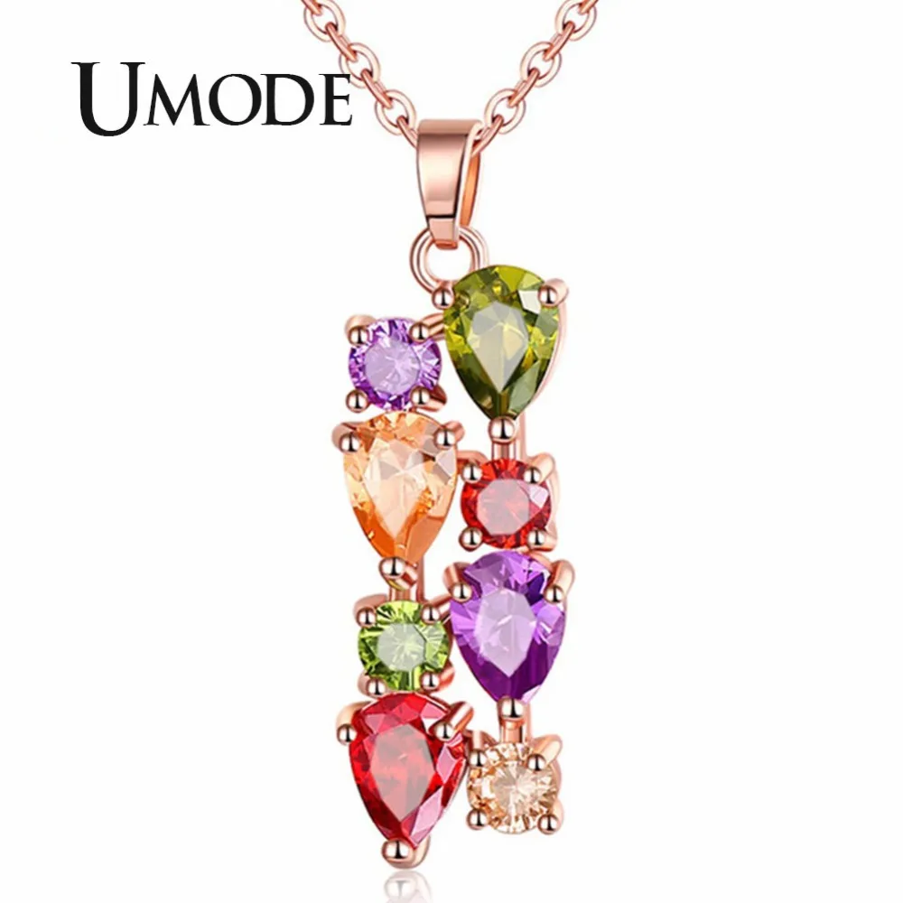 

UMODE Colorful Water Drop Christmas Necklaces Rose Pendant Link Chain Jewelry Cloth Accessories Halskette Bisuteria Mujer UN0303