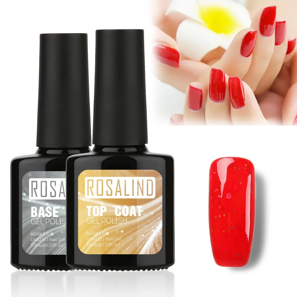 Rosalind 10ML Top Coat Base Coat Gel Nail Polish Black Bottle Gel Nail Art UV LED Soak-Off multi-use Top Base TSLM2