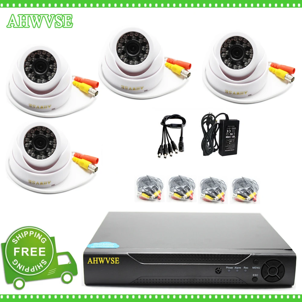 AHWVSE 4CH AHD система безопасности DVR HDMI 1080N 1500TVL AHDM внутренняя камера видеонаблюдения 1.0MP AHD комплект видеонаблюдения