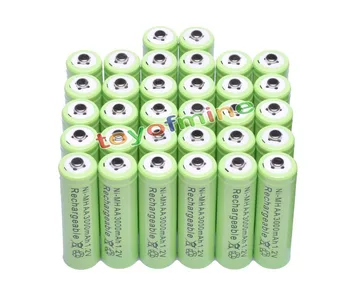 

32x AA 3000mAh 2A 1.2 V Ni-MH Green Rechargeable Battery Cell for MP3 RC Toys