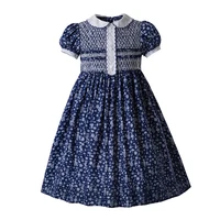Pettigirl-vestidos azules estampados de verano para niñas, traje de talla 3, 4, 5, 6, 8, 10, 12 años, novedad