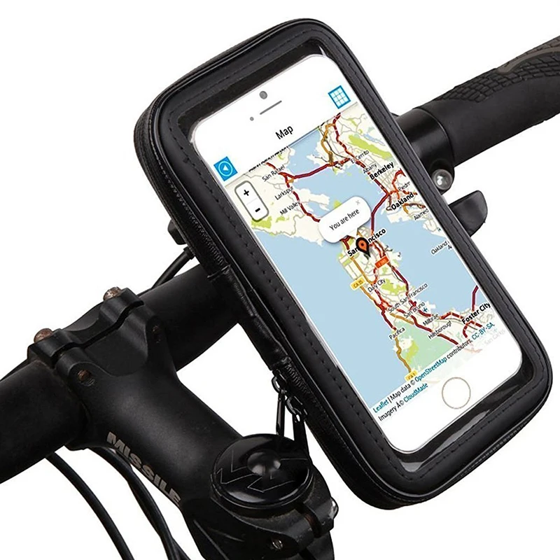  Universal Waterproof Motorcycle Phone Holder Zipper Pocket Handlebar Phone Mount Stand Support Bag 
