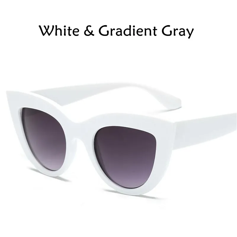 Для женщин солнцезащитные очки «кошачий глаз» Брендовая дизайнерская обувь в стиле ретро очки HD объектив Дамская мода Cateye Винтаж солнцезащитные очки для женщин, UV400 - Цвет линз: Wdoublegray