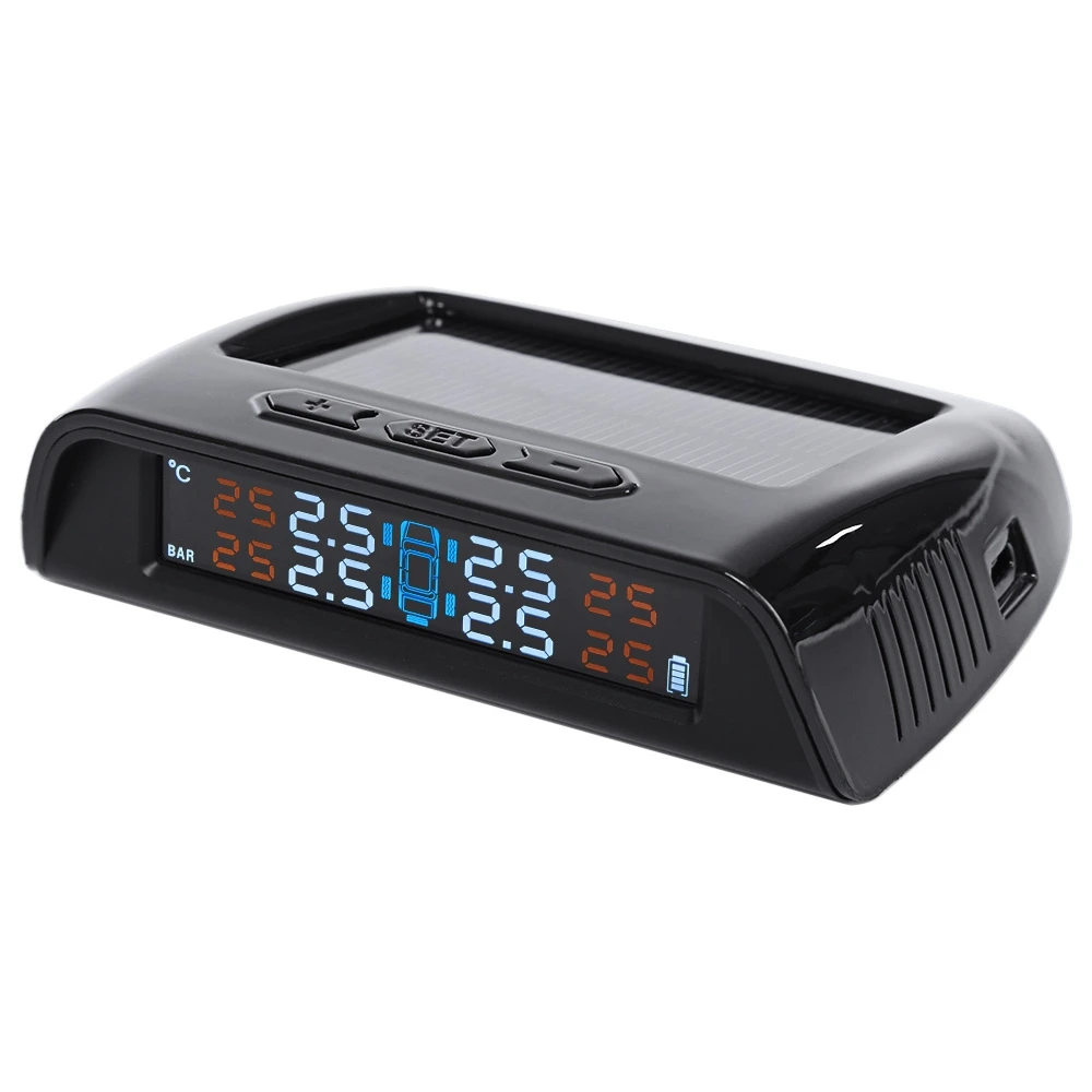 

Free Shipping Auto Car Tire Pressure Monitoring System Solar Energy Wireless LCD Display with Four Internal Sensor
