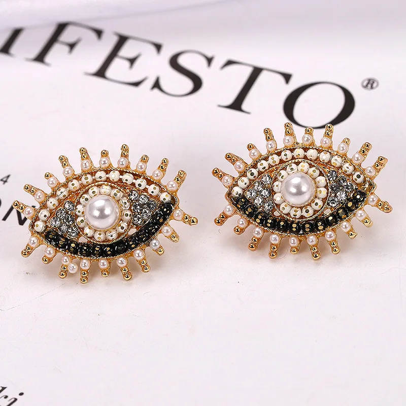 

LEADERBEADS 2019 Vintage CZ Crystal Evil Eyes Beads Pendientes Earrings Women's Charm Eyelash Brincos Statement Jewelry Gift