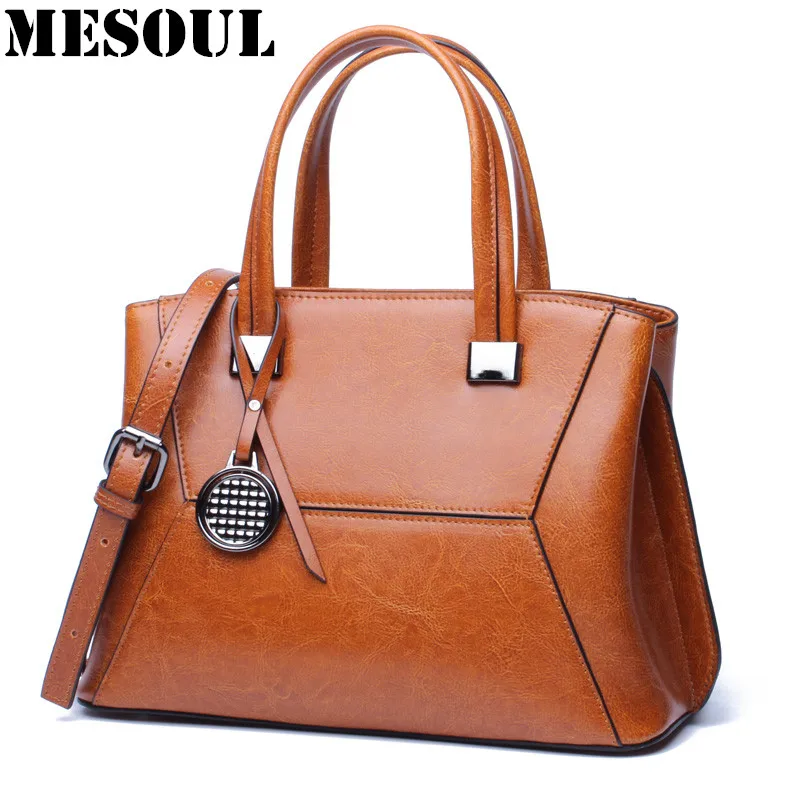 

2017 Shell Shape Bag Oil Wax Cowhide Women Handbags Shoulder Bags For Female Designer Vintage Ladies Hand bag Famous Brand Tote