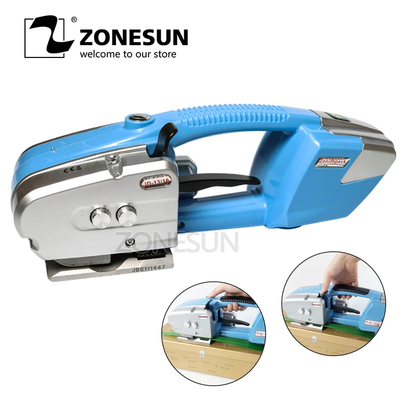 

ZONESUN Portable Electric Battery Powered Plastic Strapping Tool Friction Welding Strapping Machine for PP or PET Strap