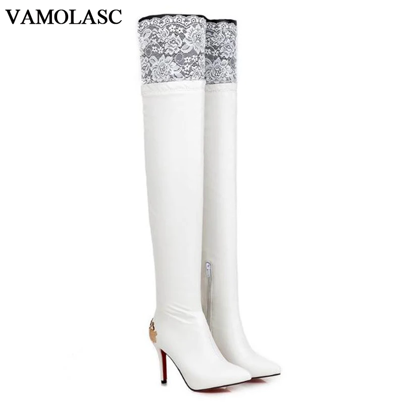 VAMOLASC New Fashion font b Women b font Autumn Winter Leather Over the Knee Boots Sexy