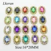 LKERAN 10pcs/lot 16*20mm oval Metal Buttons Rhinestone acrylic button Golden 4-hole sewing DIY Handwork clothing decoration 1