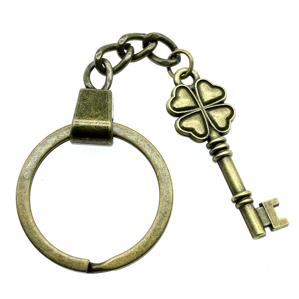 

Keyring Four-Leaf Keys Keychain 37x13mm Antique Bronze Four-Leaf Keys Key Chain Party Souvenir Gifts For Women