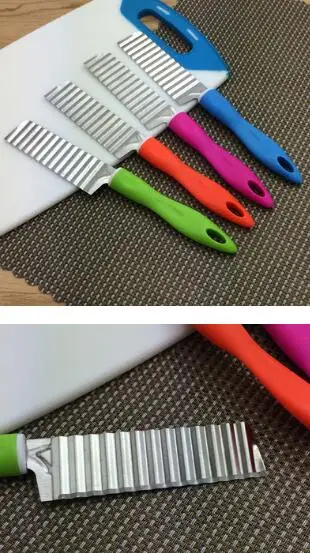 100pcs Potato French Fry Cutter Stainless Steel Kitchen Accessories Serrated Blade Easy Slicing Banana Fruits Potato Wave Knife