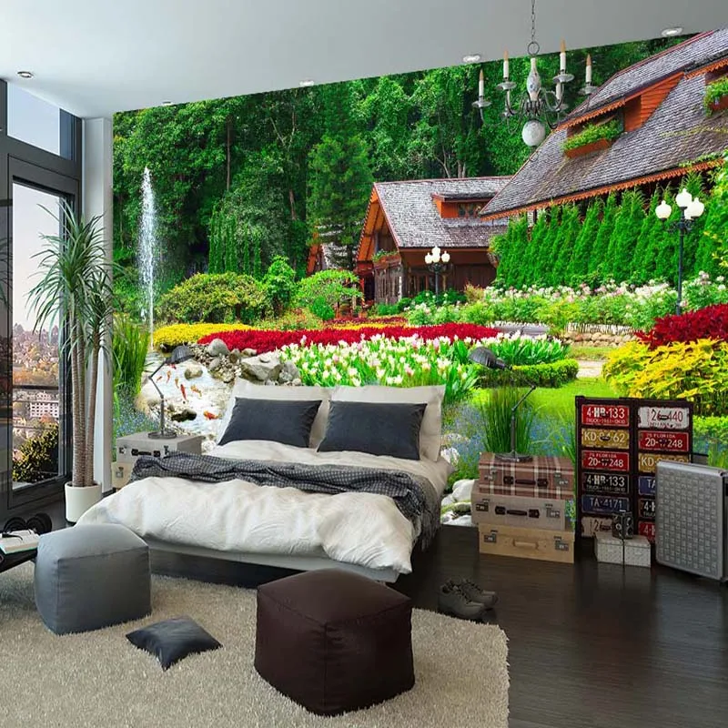 Custom 3D Photo Wallpaper For Walls Villa Garden Nature Landscape Mural De Parede 3D Living Room Bedroom Wall Decor Decal Paper