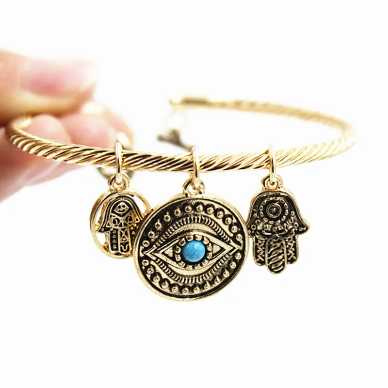 

The hand of Fatima bracelet accessories wholesale blue eyes pendant eye bracelets Fashion ladies bangle bracelet accessories