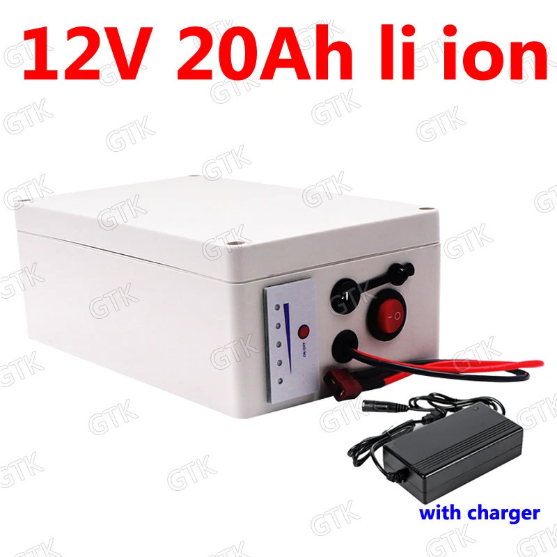 

GTK 12v 20ah lithium battery li ion 18650 BMS 3s for 240w golf trolly cart Inverter Portable power supply light EV + 3A charger