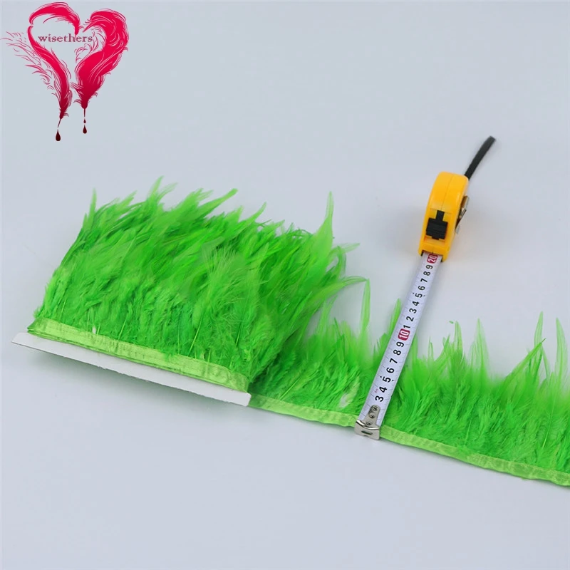 10 green rooster saddle feather trims 5