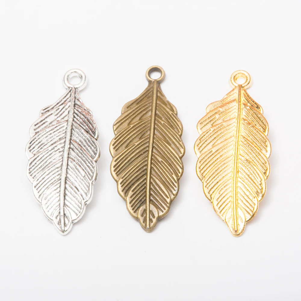 30pcs Vintage zinc alloy metal Leaves pendant charms for jewelry making