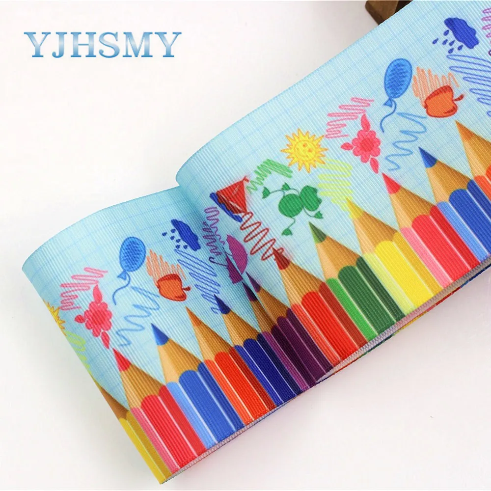 YJHSMY G 18620 536 10 ярдов 75 мм цветные карандаши печатные ленты grosgrain DIY аксессуары для