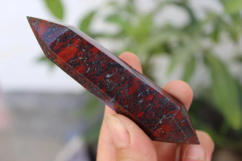 

60g Natural bloodstone QUARTZ WAND POINT heliotrope CRYSTAL points HEALING