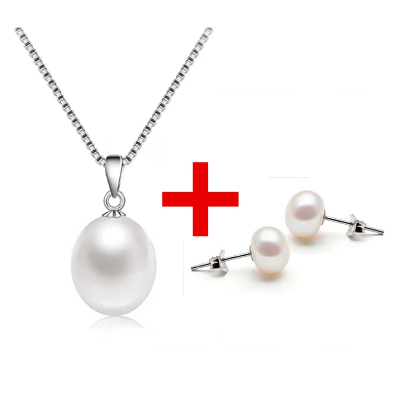

Jewelry set 100% real natural freshwater pearl jewelry gifts for women,pendant & earrings gift box Fashion jewelry for women