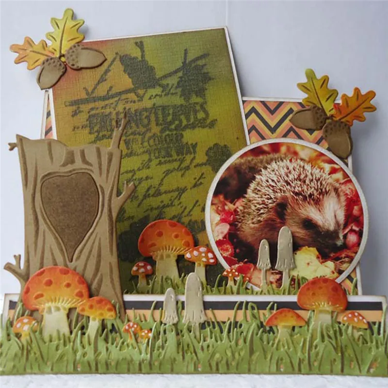 

Naifumodo Jungle Dies Metal Cutting Dies Scrapbooking Mushroom Bush Border Die Cut for DIY Decor Card Making Craft Dies New 2019