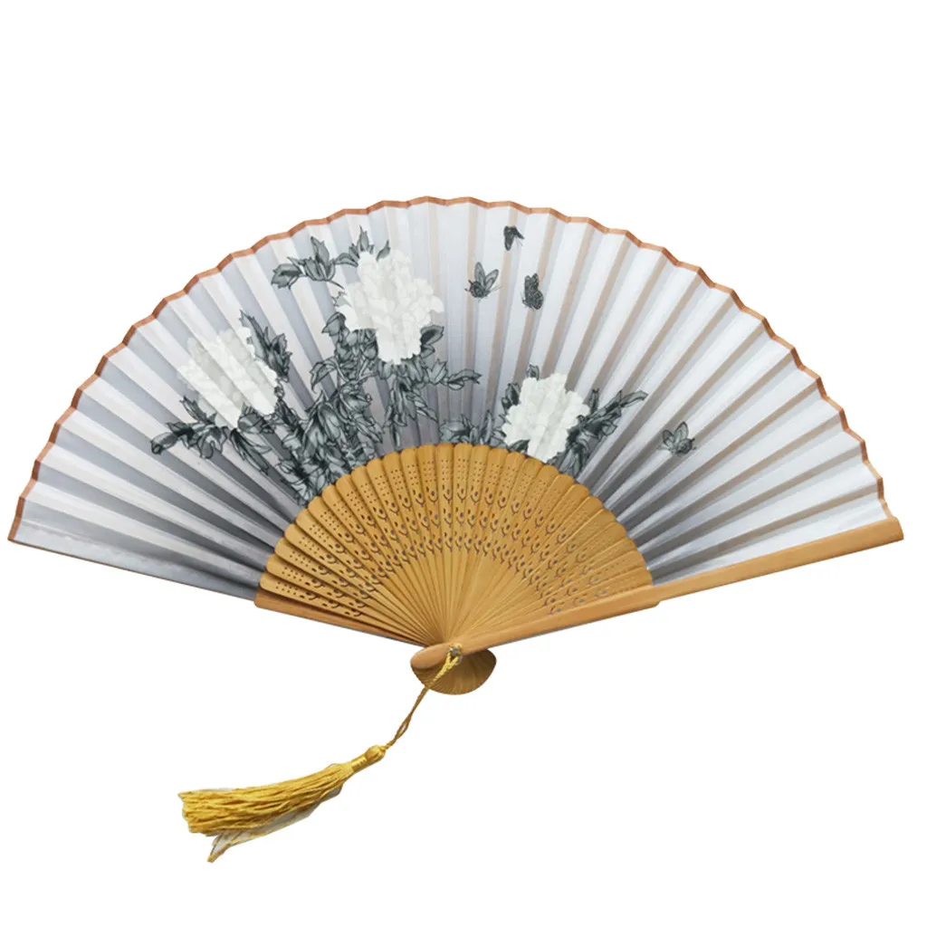 Handheld Fans Folding Fans Bamboo Fans Women's Hollowed Bamboo Hand Holding Summer Held Fan Home Improvement