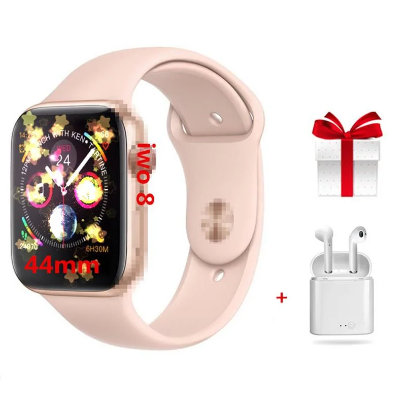 

Smart Watch IWO 8+Earphone/Set Rose Gold Smart Watch Series 4 Heart Rate ECG Support Answer Call Notice SMS For Apple Android