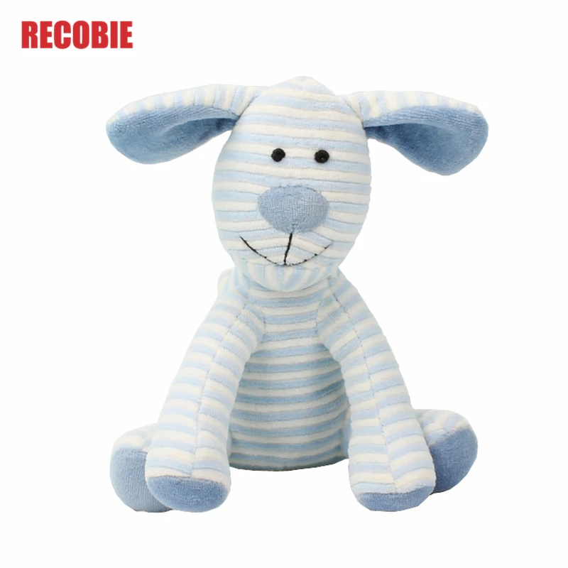 RECUBIE BCute Blue Striped Dog Doll Plush Toy Safety Material for Baby Comfortable Soft Children Comfort Girl Birthday Gift | Игрушки и