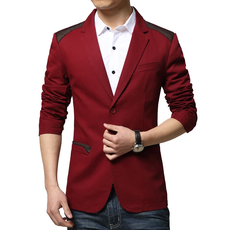 Hot Sale 2017 New Autumn Fashion Brand Red Blazer Men Casual Suit