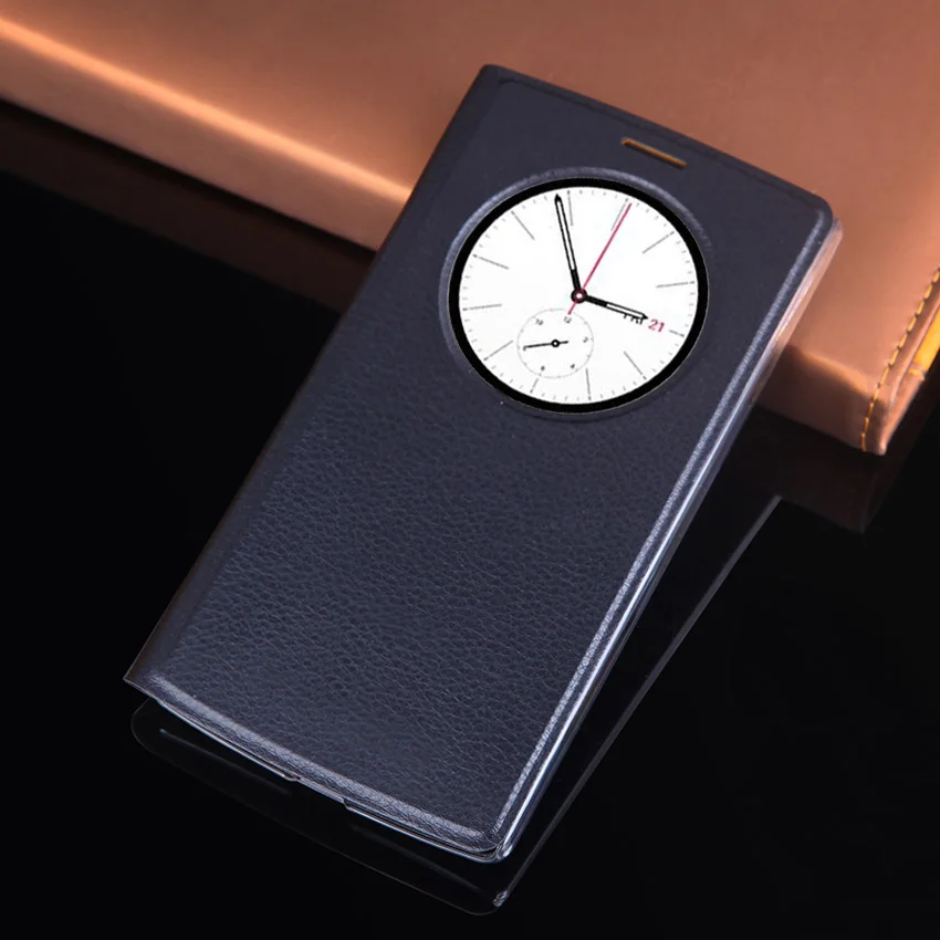 Кожаный чехол с откидной крышкой для LG G4s G 4 S G4 Beat G4Beat H731 H735 H736, чехол для телефона s Quick Smart Circle View, чехол с функцией автоматического сна - Цвет: Black