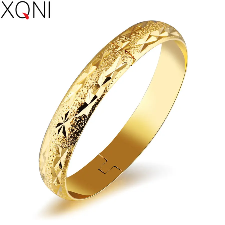 XQNI JEWELRY Delicate Sculpture Gold Color Bracelet &amp Bangle Retro Style Wide Wristband Infinity Hot Sale Birthday Gift | Украшения и