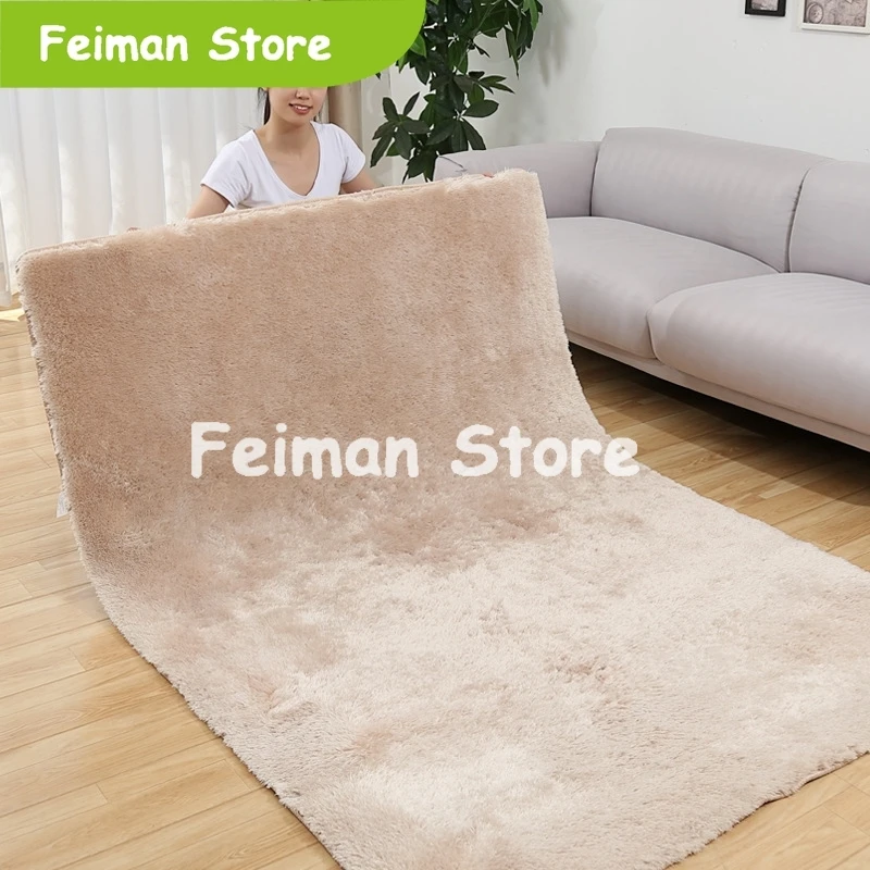 Однотонный плюшевый Мягкий Лохматый Ковер из искусственного меха, нескользящий домашний теплый коврик для гостиной, спальни, детской комнаты, декоративный коврик