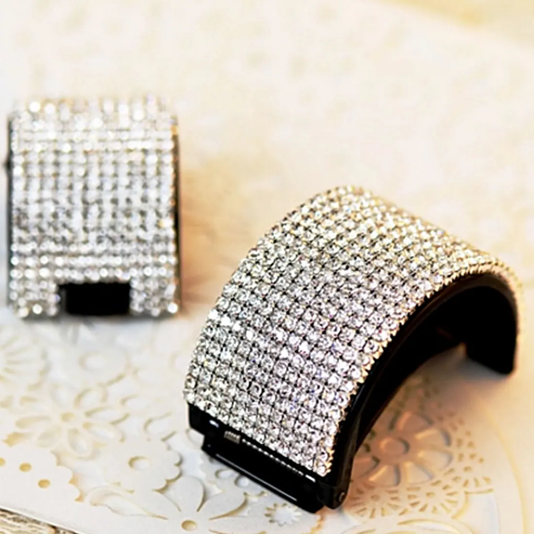 

Elegant Full Crystal Women Hairs Clip Hairpin Rhinestone Clamp Accessories High Quality New Arrival Rhinestone Banana Hair Clip