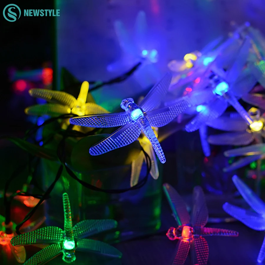 

Dragonfly Fairy String Lights 30LEDs Solar Lamps Power LED String Outdoor Lighting For Party Garden Christmas Decoration
