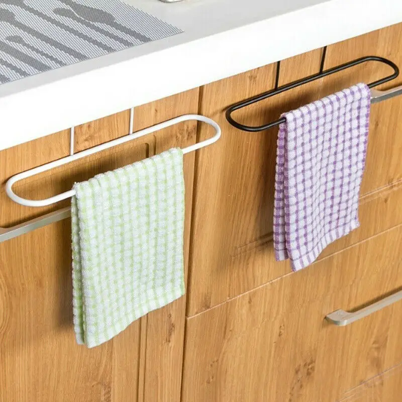 

Kitchen Bathroom Storage Holders Organizer Towel Bar Rack Hanging Holder Kitchen Cabinet Shelf Over Door Rail Cupboard Hanger