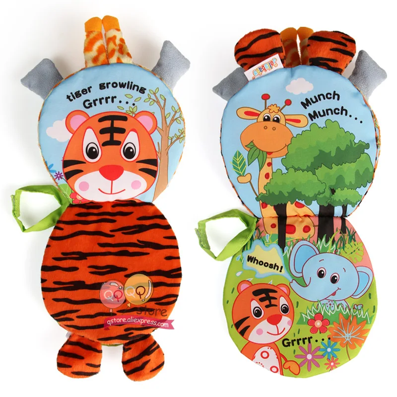 Детская книга Jollybaby из мягкой ткани My Jungle для игр с животными Обучающие Детские