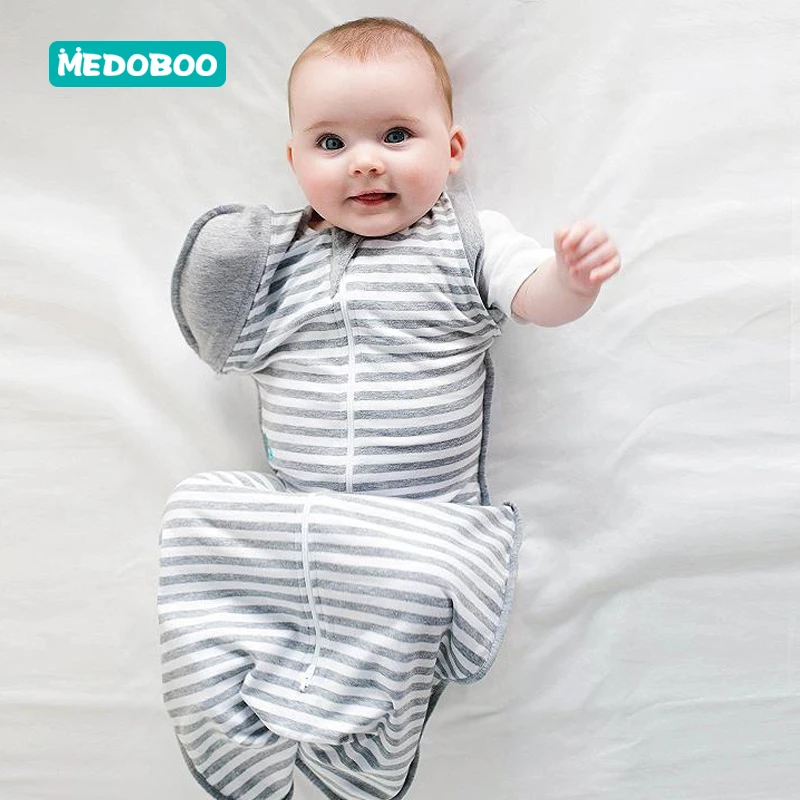 

Medoboo Baby Sleeping Bag Baby Sleep Sack Thin Slumber Newborn Sleeping Wrap Cotton Striped Swaddle Sleeper Wrap