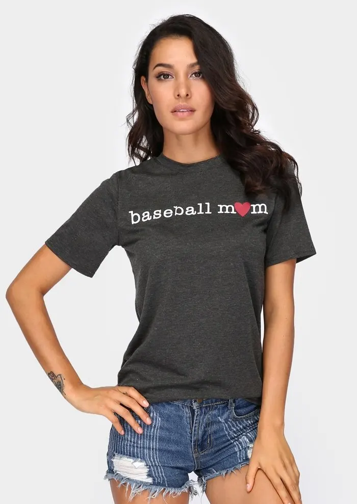 Summer Fashion Letter Print Mom Heart Women T-Shirt O-Neck Casual Short Sleeve T Shirt Female Clothing Punk Tee Tops Tops