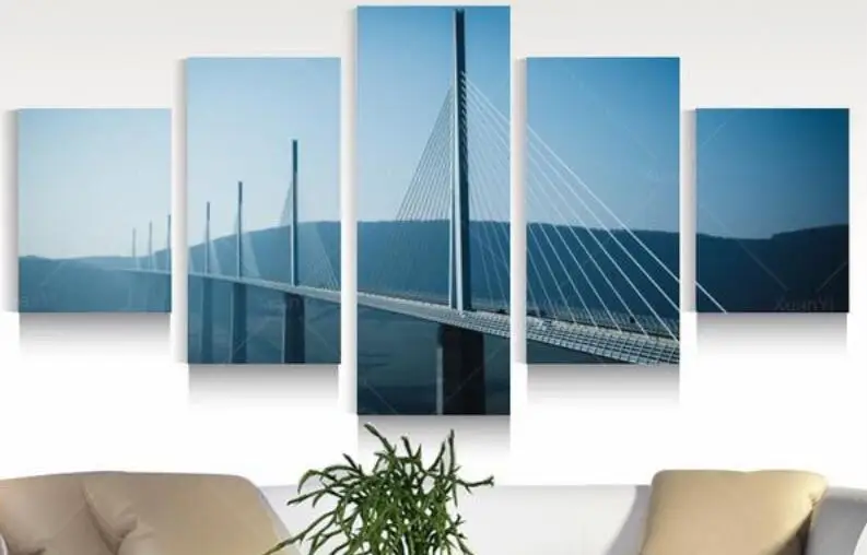 5 Panel Modern Wall Painting Bridge Home Decorative Art Picture